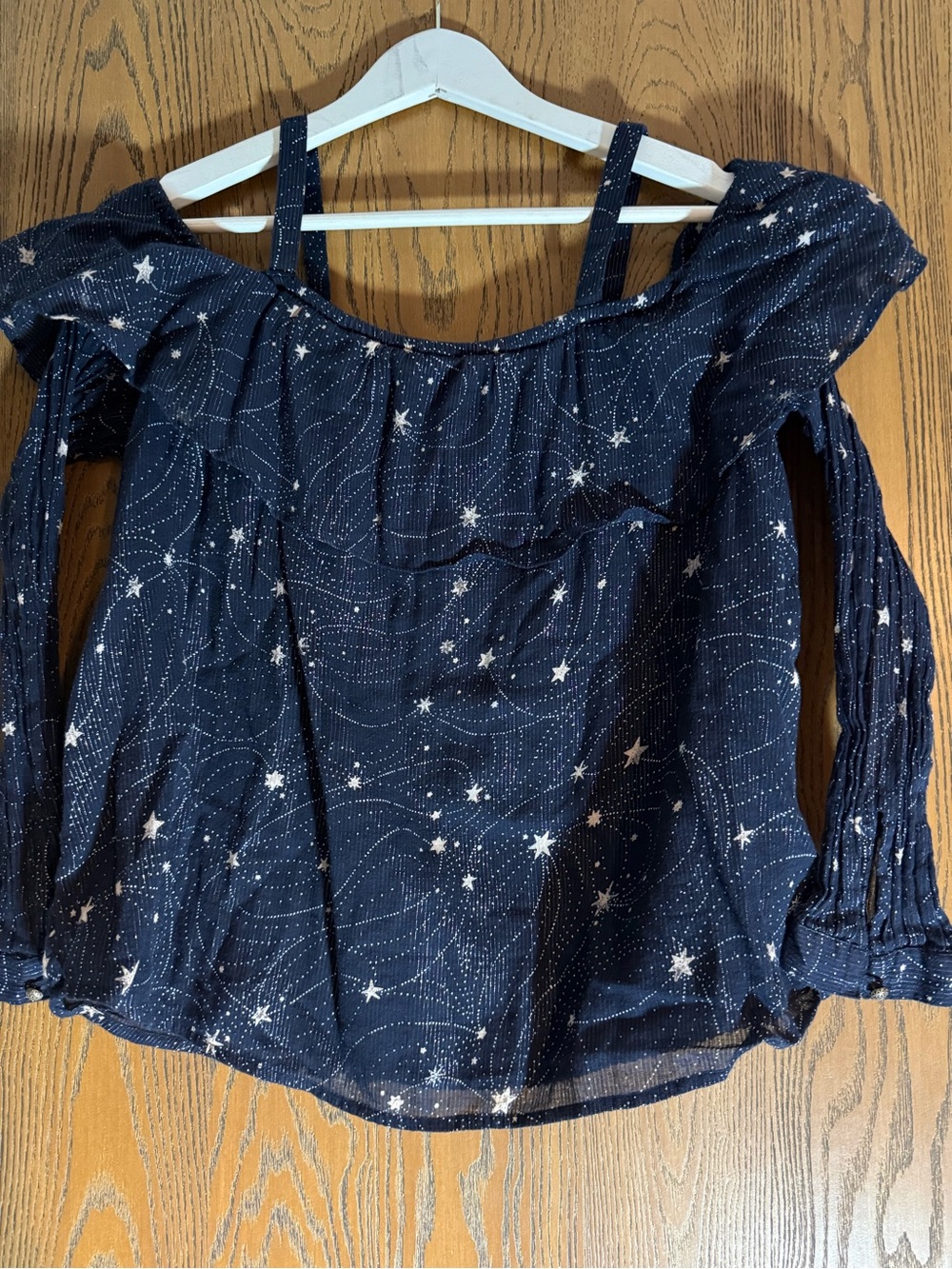 Floreat Navy Star-Print Off-Shoulder Blouse